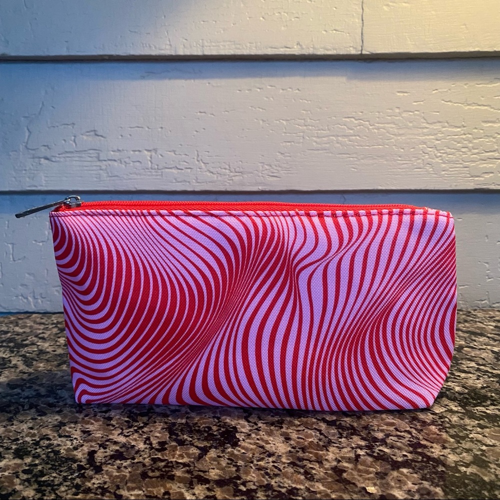 Clinique Makeup Bag Pink with Red Swirls